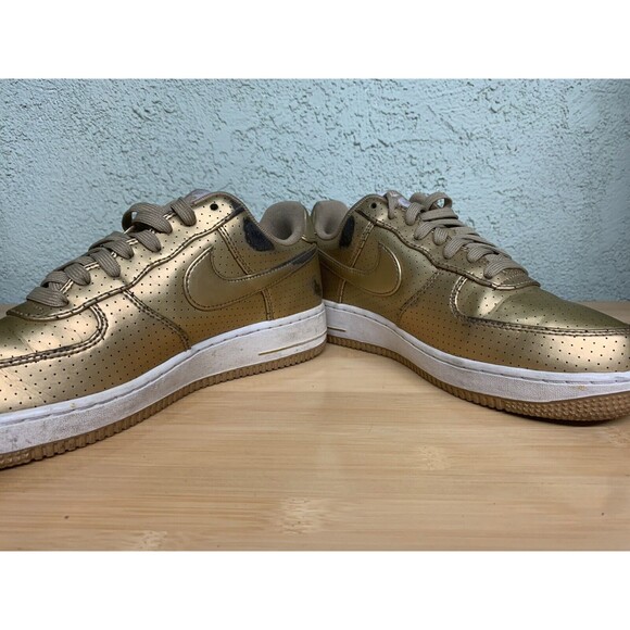 Nike Air Force 1 Low \'07 LV8 Metallic Gold Perforated 718152-700 AF1 Size 7.5‎ main image 7